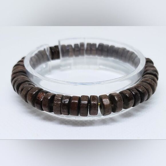 Men's bracelet beaded beads brown new e38 - Picture 1 of 1